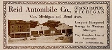 1917 AD.(N7)~REID AUTOMOBILE CO. GRAND RAPIDS, MI. CORNER OF MICHIGAN & BOND AVE picture