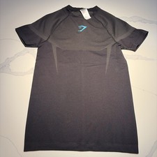 Gymshark Onyx V5 5.0 Seamless Short Sleeve T-Shirt Black Blue Men's Small picture