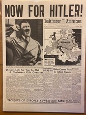 VINTAGE NEWSPAPER HEADLINE~WORLD WAR 2 GERMANY ARMY HITLER TO DIE WWII 1943 picture