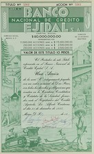 MEXICO B/30 BANCO NACIONAL DE CREDITO EJIDAL Titulo de $10 pesos de 1935    5363 picture