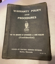 1962 Vintage J.I. Case Dealers Warranty Policy and Procedures Racine Wisconsin picture