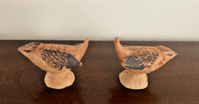 Vintage Kilkenny Pottery Ireland Stoneware Wren Bird Figurines Pair W/ Stickers picture