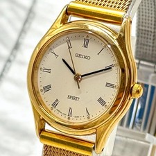 Tested Seiko 1F21-0J70 Quartz White Vintage New Battery Women's Wristwatch Used picture