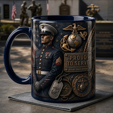 Personalized Mug, Marine Corps Inspired Proud Service Ceramic Coffee Cup picture