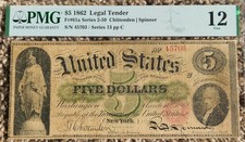 1862 $5 Type 1 Legal Tender Note - Fr 61a Series 2-59 - PMG F12 picture