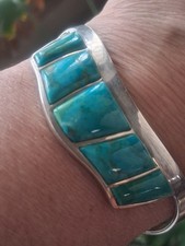 Estate Jay King Turquoise Sterling .925 Cuff Bracelet *Pre-Owned & Perfection* picture