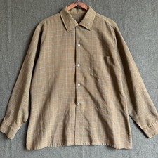 Vintage 60s Arrow Chevana Window Pane Loop Collar Rockabilly Shirt Sz XL 24x29 picture