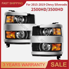 Pair Left + Right Halogen Headlights For 2015-2019 Chevy Silverado 2500/3500 HD picture