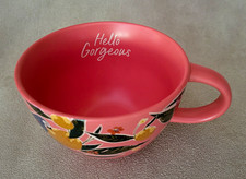 Threshold Pink Stoneware 16 oz Latte Mug Hello Gorgeous Floral Bird picture