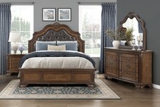 NEW 4PC Classic Sleigh Traditional Queen or King Bedroom Set Brown Bed/D/M/N picture