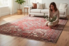 Vintage 8'2 x 10'3 Geometric Bird Heris Carpet Caucasian Handmade Wool Area Rug picture