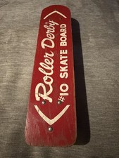 Vintage 1960s Red Roller Derby Wooden #10 Skateboard Metal Wheels 19