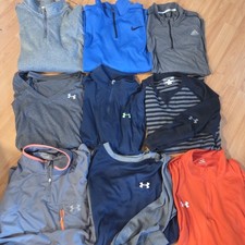 UNDER ARMOUR NIKE ADIDAS Men's Large Athletic Shirt Lot Of {9} Shirts 1/4 Zip picture