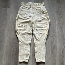Vintage 40s 50s Cream Equestrian Riding Breeches Button Leg 30x26 Pants picture