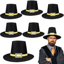 6 Pcs Thanksgiving Felt Pilgrim Hats Bulk for Adults picture