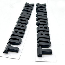 2Pcs Matte Black Hood Fender Turbomax Emblem Letter Badge 2019+ Silverado 1500 picture