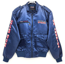 Vtg 1984 Style Auto USA-1 Competition LA Olympics Satin Bomber Racing Jacket M picture