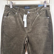 Talbots Corduroy Straight Leg Pant Women 2P Olive Green High Rise Slimming Panel picture