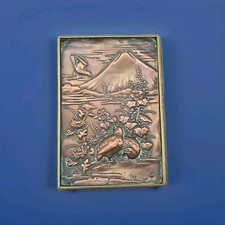 Antique Japanese Box Meiji Period Brass & Copper Mount Fuji Scene picture