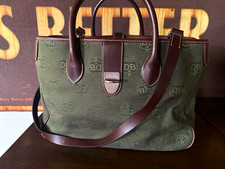 Dooney & Bourke Green/Brown Monogram Canvas Leather Satchel Magnetic Closure picture