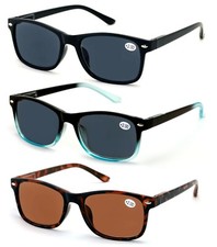 3 Pairs Rectangular Lightweight Reading Sunglasses Outdoor Readers Men Women picture