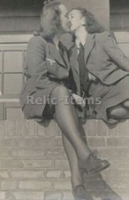 WW2 Picture Photo Two German Women in Uniform Kissing 3443 picture