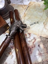 Antique Brass Dragon Head Handle Victorian Wooden Walking Stick Cane Gift picture