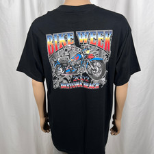 Vintage 2002 Bike Week Daytona Beach Men's XL Black Motorcycle Biker T-Shirt picture