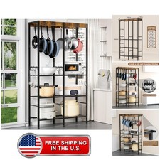 Pot Rack 5 Tier— Pot and Pan Organizer with Hanging Rod, Holds Cast Iron & La... picture