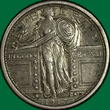 1917 Type 1 Standing Liberty Quarter Choice Almost Uncirculated AU+/UNC #49883 picture