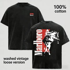 [100% Cotton] [Made in the USA] Washed vintage Marlboro denim hooded sweatshirt, picture