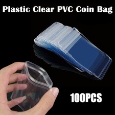 100PCS Plastic Clear PVC Coin Bag Case Wallets Storage Cover Envelopes 70x50mm picture