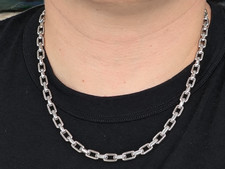 Solid 18K White Gold, 55g at 18in, 5.5mm Rectangular Paperclip Chain picture