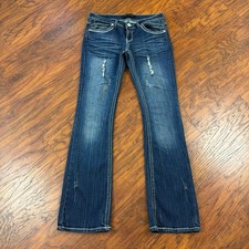 Twenty One Black Jeans Womens 8 Boot Cut Low Rise Dark Wash Stretch Denim 29x34 picture