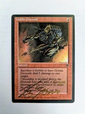 MTG FALLEN EMPIRES Goblin Grenade SIGNED IN GOLD BY RON SPENCER picture