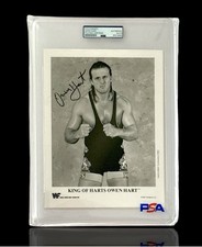 WWE OWEN HART P-264 SIGNED 8X10 ORIGINAL PROMO PHOTO ENCAPSULATED BY PSA COA picture