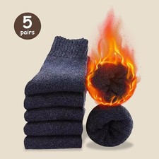 3/5 Pairs Solid Color Wool Socks for men Winter Warm Socks Thermal Socks Thick picture