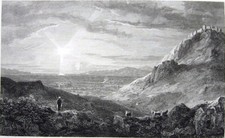 Greece, ARGOS CASTLE LARISSA HILL THEATER ~ 1829 Landscape Art Print Engraving picture