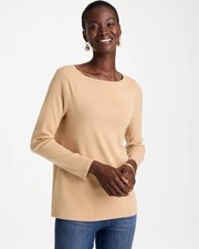 Women's Chico's Tops Chico's Pima Bateau Long Sleeve Tee Top Deep Chianti NWT L picture
