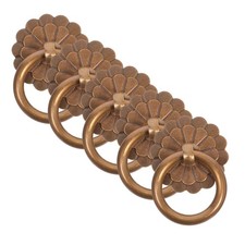 Light Brown Brass Cabinet Door Pulls Vintage Style Decorative Ring Handles picture