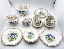 Vtg Royal Chelsea Floral Pattern 4339 8pcs Tea Set Fine Bone China England picture