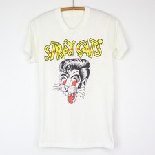 Vintage Stray Cats Gift Family Cotton White All Size Unisex Classic Shirt picture