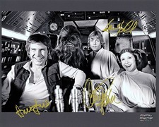 Carrie Fisher & Harrison Ford & Mark Hamill autographed 8x10 signed photo coa picture