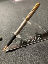 Vgt. SS & Black Parker 180 Fountain Pen - 14k X/M Reversible Nib - Converter USA picture