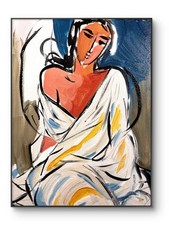 SAMATOWIC Original 12x16 Modern Seated Woman White Drape Painting Signed Canvas picture
