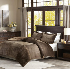 Luxury Dark Brown Ultra Plush Corduroy Comforter & Decorative Shams Full Queen picture