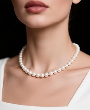 New Design AAA Natural 5-6mm White Freshwater Pearl collarbone necklace 14” 14K picture