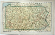 Pennsylvania - Original 1912 Dated Map by Dodd Mead & Company. Antique picture