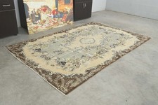 5x8 Turkish Area Rug Hand-Knotted Vintage Neutral Wool Rug Oushak Carpet,201 picture