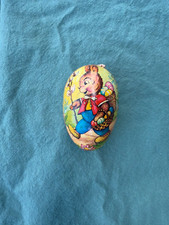 Vintage 4 Inch Antique German Easter Bunny Walking w/Basket Paper Mache Egg Rare picture